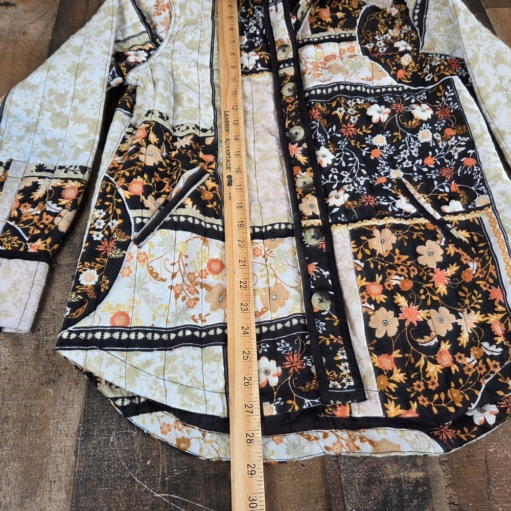 Anthropologie Quilted Patchwork Floral Button Down Shirt Jacket Shacket Women XS - Picture 11 of 15